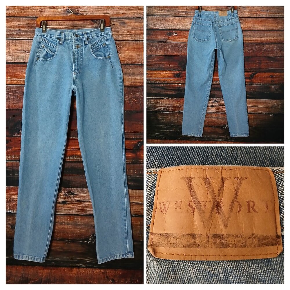 Westport Vintage 80s Jeans 28X30 Ultra High Rise Tapered Mom Blue Denim